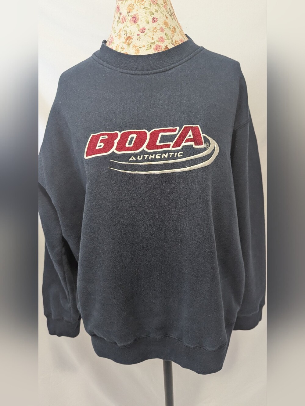 Vintage BOCA Navy Men's Sweatshirt 2XL